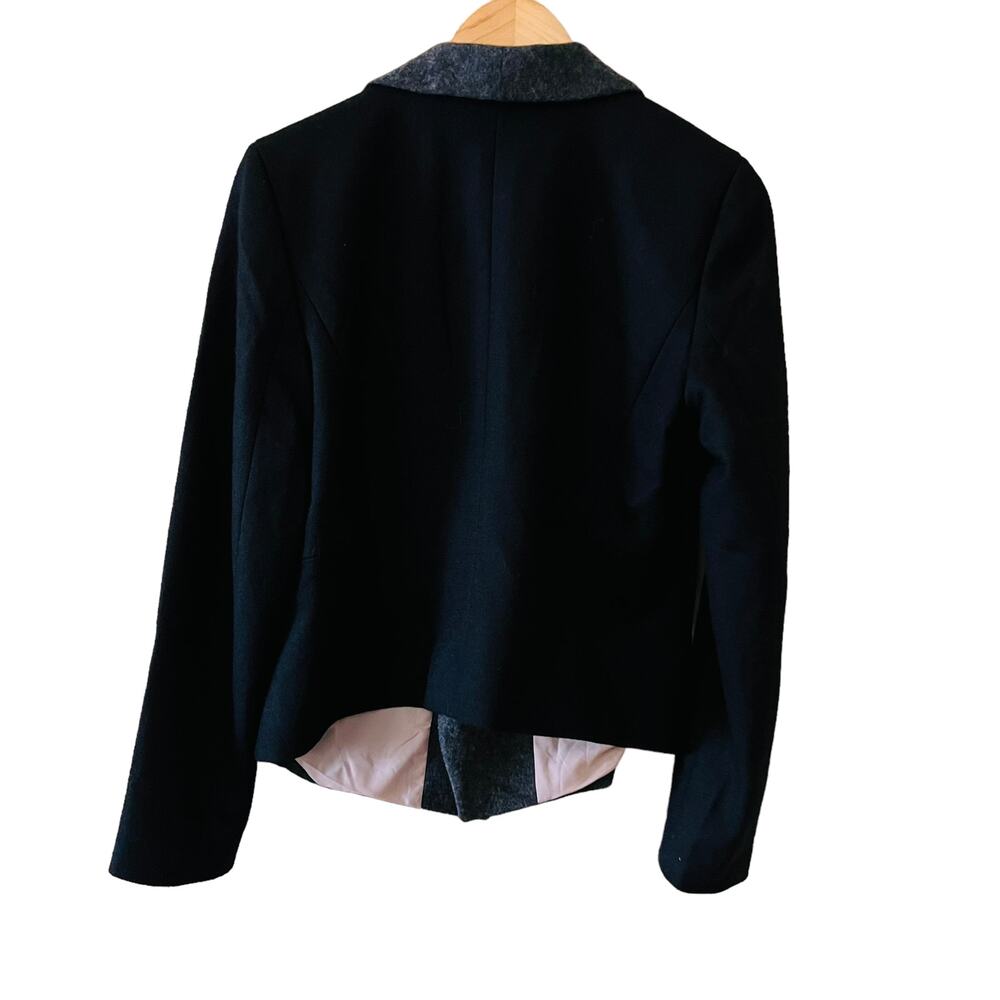 Ann Taylor Wool Blend Tuxedo Style Open Front Colorblock Blazer Sz 10 Gray Black - Picture 3 of 10